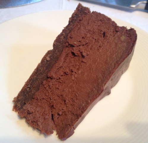 Slice of chocolate, lemon & ginger baked cheesecake