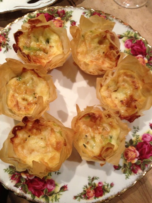 Leek and smoked Camembert filo tarts