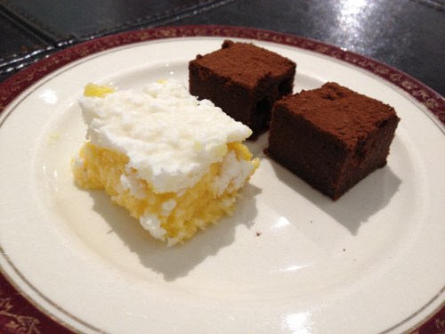 Coconut ice and rum and raisin slice