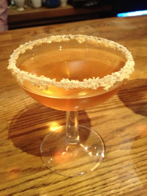 Rhubarb crumble martini