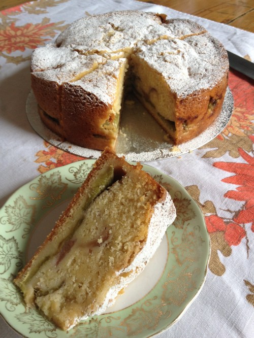 Rhubarb and custard cake