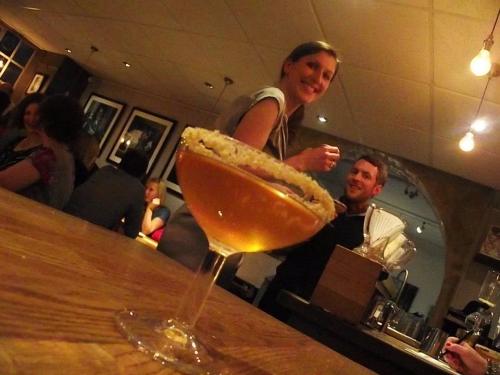 Rhubarb crumble martini