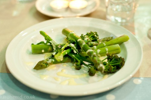 British asparagus & psb w/ homemade hollandaise