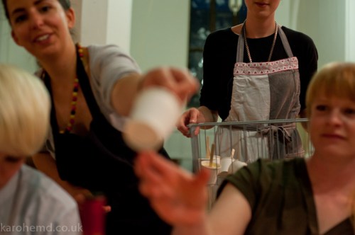 Handing out popsicles