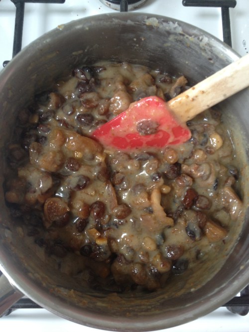 Rum soaked fruit boiled and ready for action