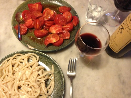 Homemade pici dinner