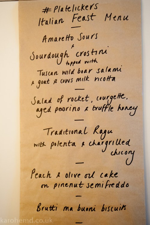 Our Italian Feast Menu