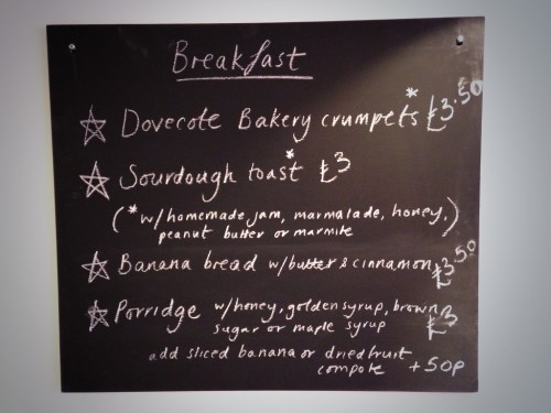 Breakfast menu