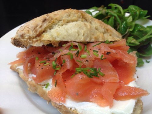 Smoked salmon & cream cheese in a homemade soda bread scone